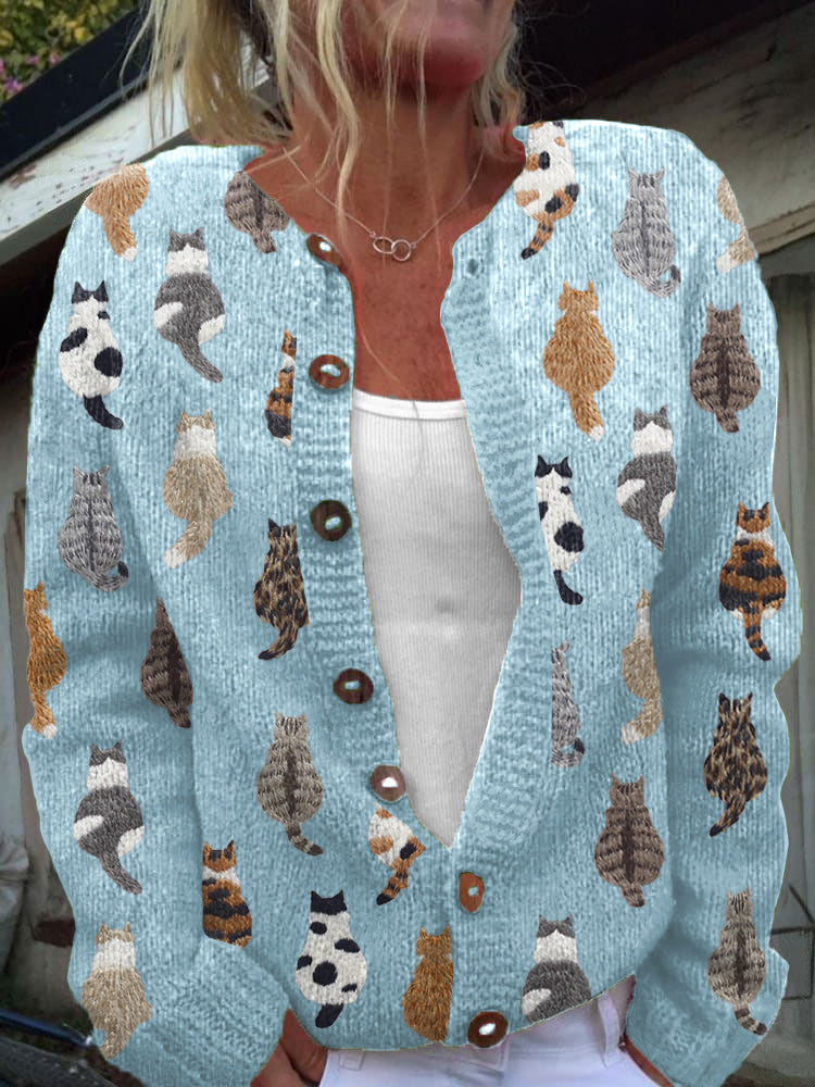 Charlotte™ | Cardigan Douillet avec Imprimé Chat