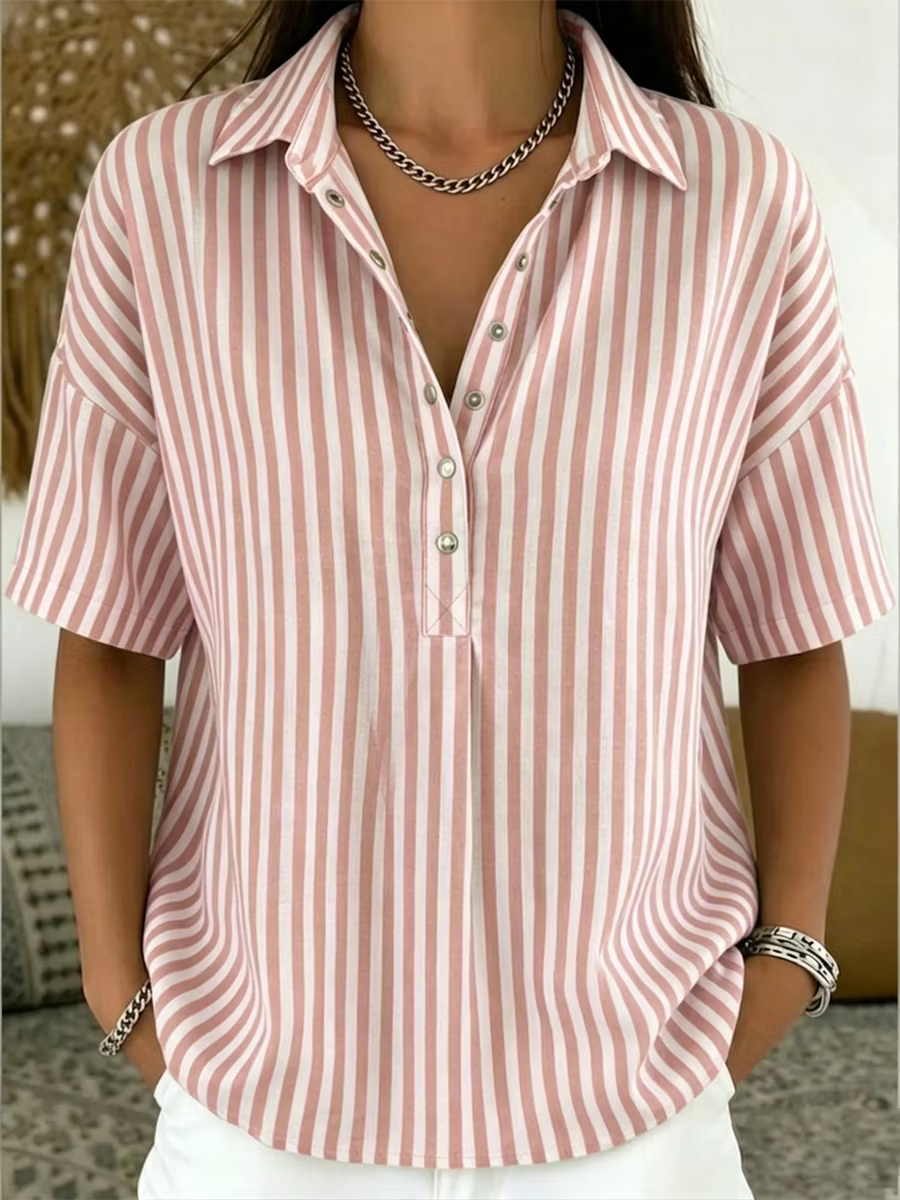 Madison | Striped Polo Linen Shirt