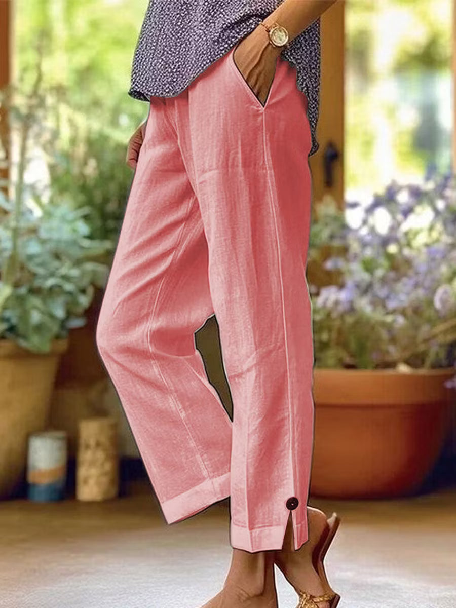 Brooke | Cotton Linen Straight Trousers