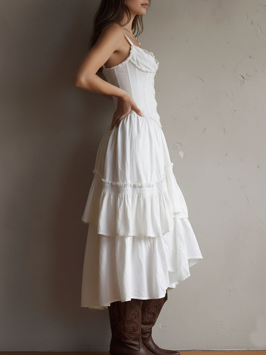 Robe Midi Bohème Rétro avec Corset