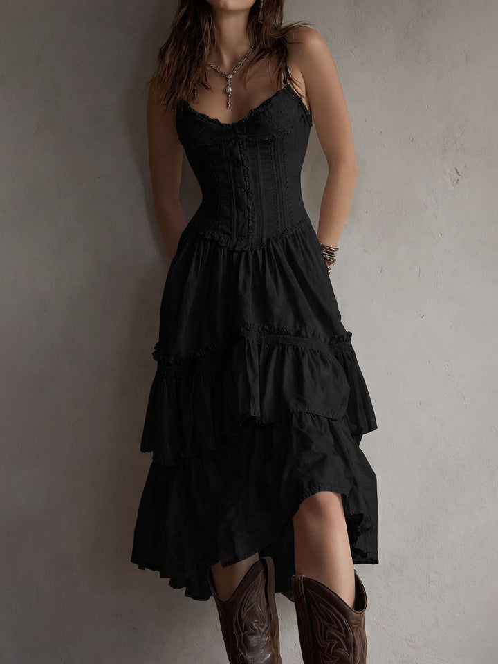 Robe Midi Bohème Rétro avec Corset