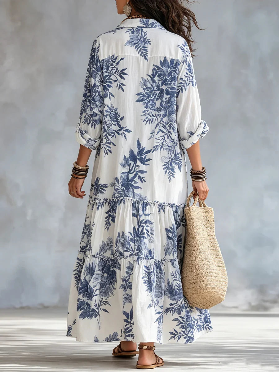 Dahlia | Blue Floral Tiered Maxi Dress