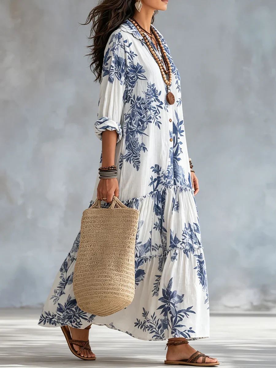 Dahlia | Blue Floral Tiered Maxi Dress