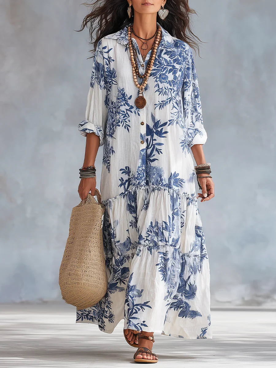 Dahlia | Blue Floral Tiered Maxi Dress