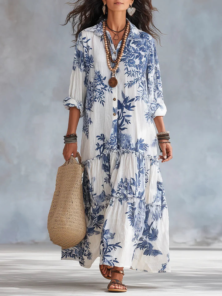 Dahlia | Blue Floral Tiered Maxi Dress