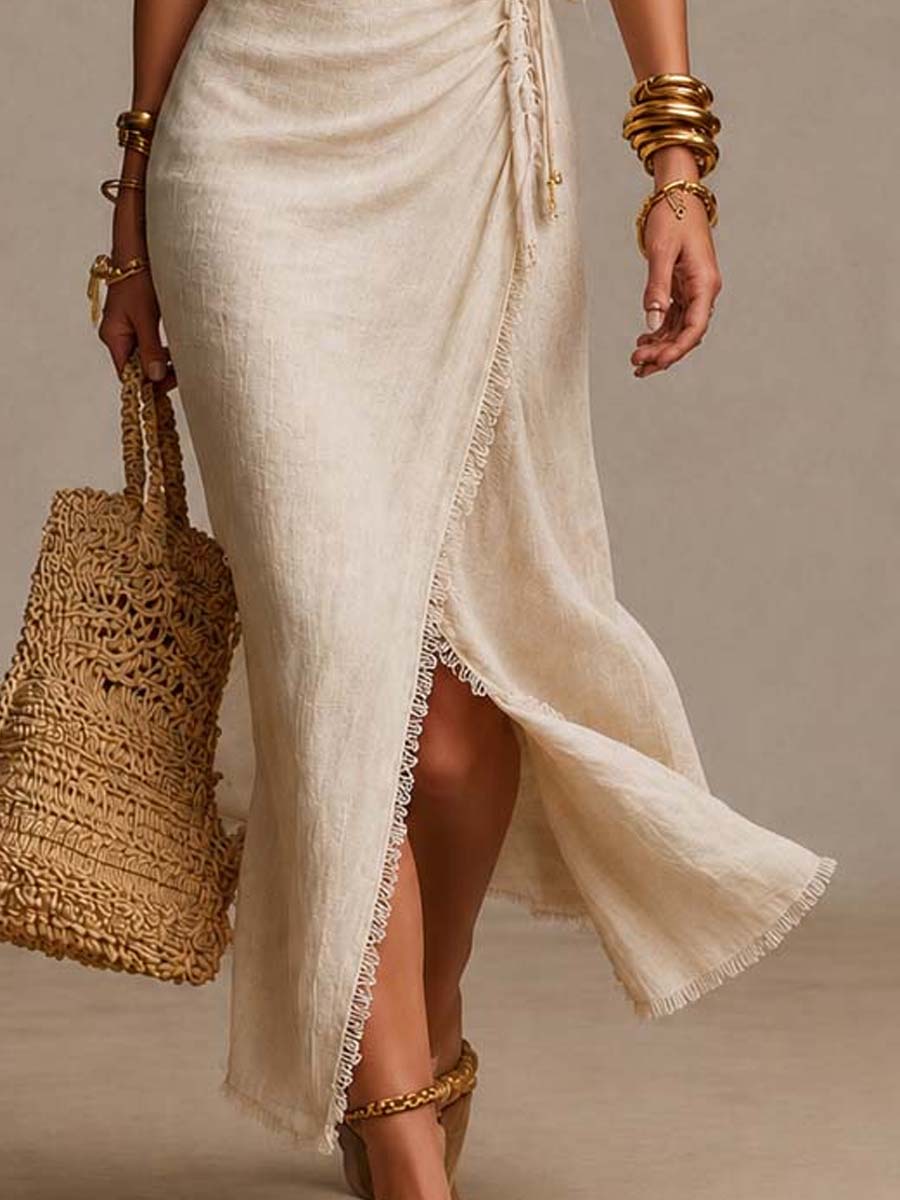 Robe Midi Portefeuille Drapée Nerina
