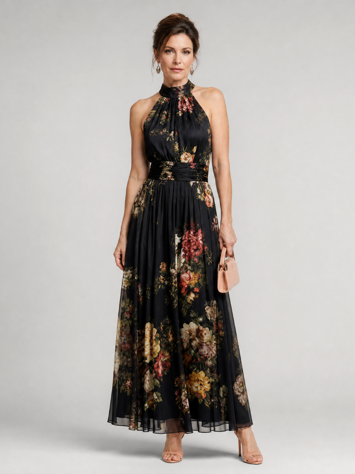 Sior | Abito Midi con Scollo Halter a Fiori