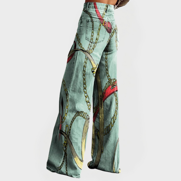 Jeans élégants taille haute avec jambes larges