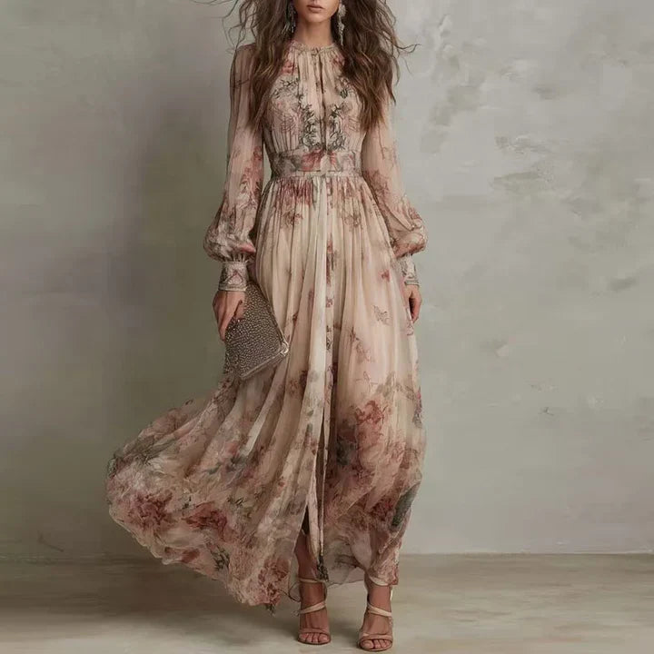 Amelia | Vintage Floral High-Waist Maxi Dress