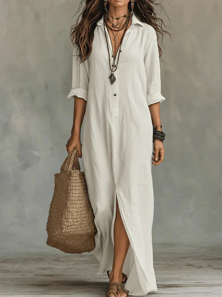 Céline Robe Maxi Noire Ample avec Boutons
