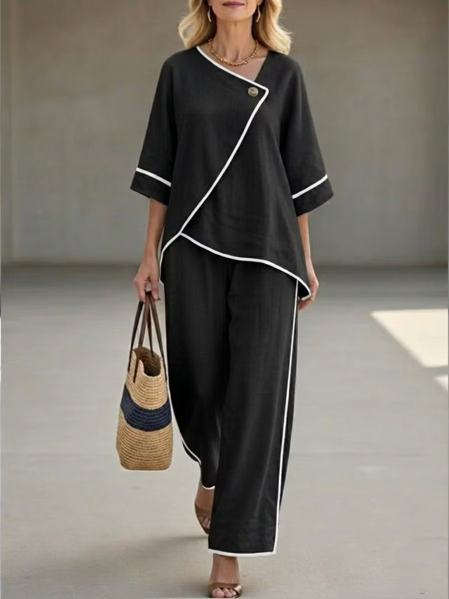 Sienna | Asymmetrical Linen Pants Set