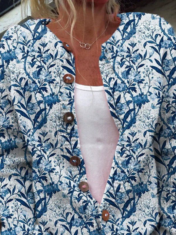 Tiverly™ | Cardigan Vintage Boutonnage Devant à Motif Floral