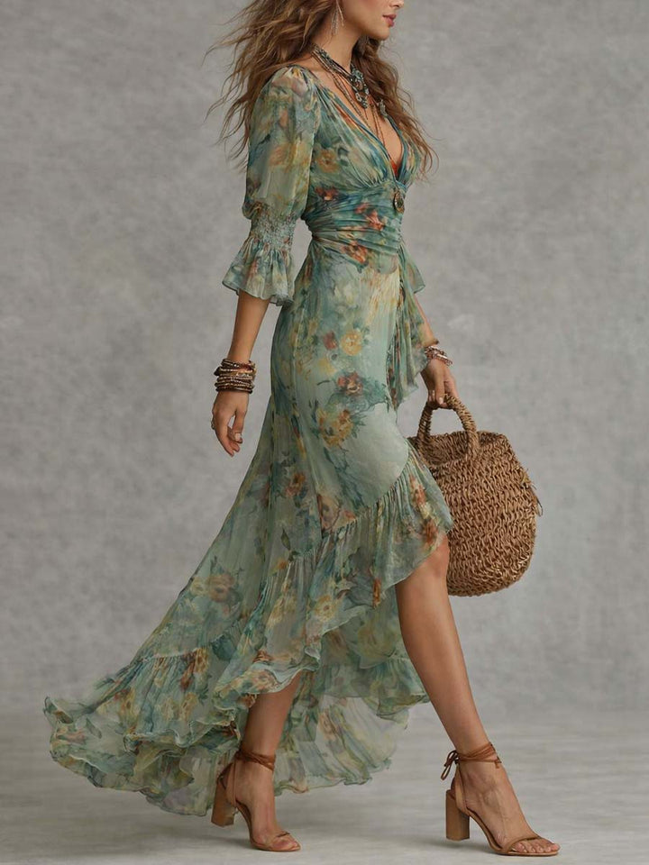 Alma | Robe longue avec imprimé floral romantique