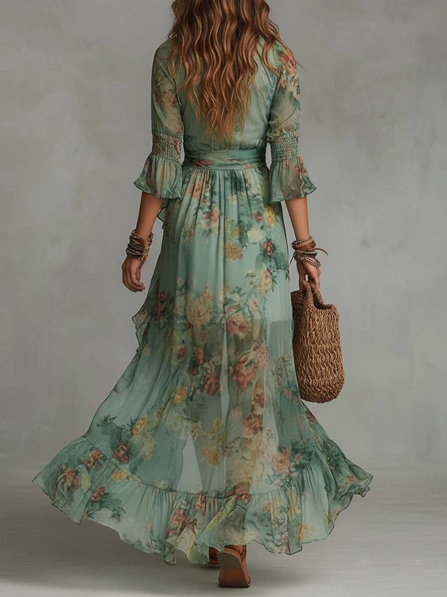 Alma | Robe longue avec imprimé floral romantique