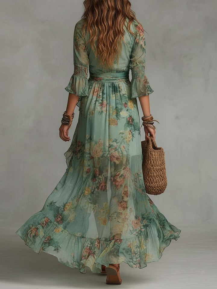 Alma | Robe longue avec imprimé floral romantique