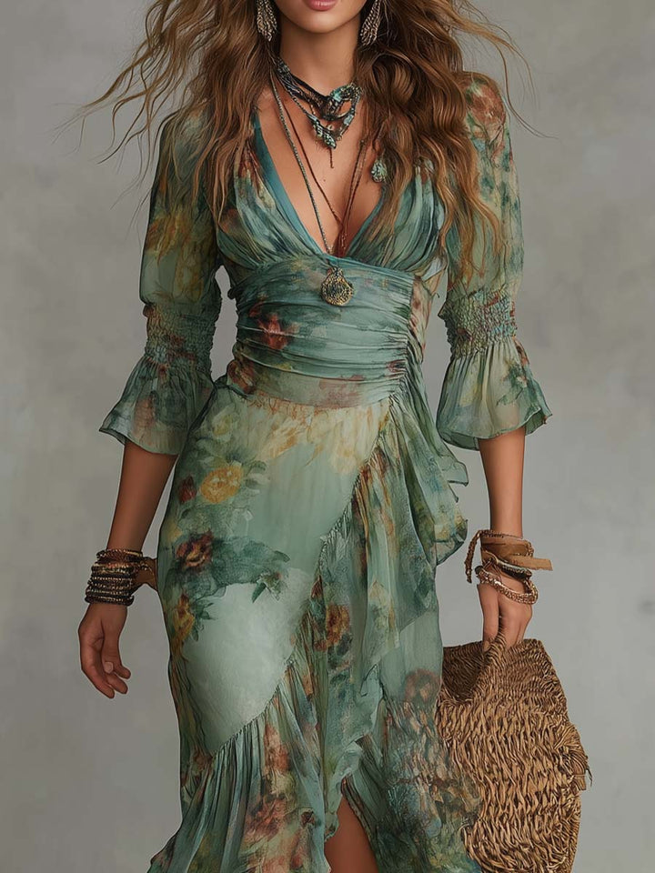Alma | Robe longue avec imprimé floral romantique