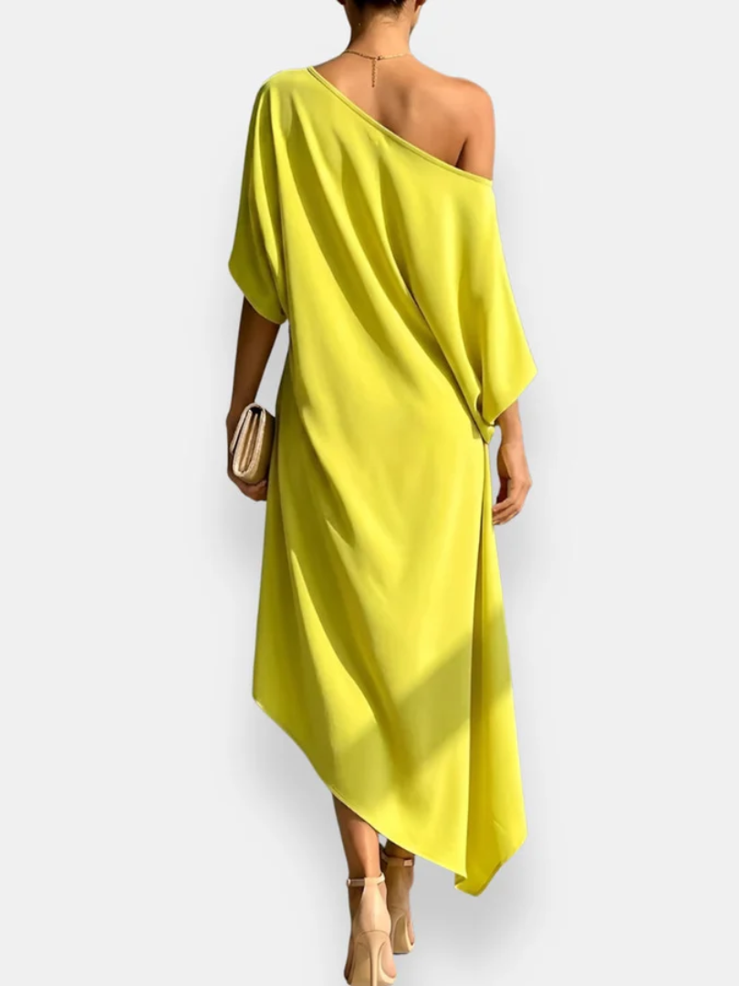 MILENA | ASYMMETRICAL DRAPED MIDI DRESS