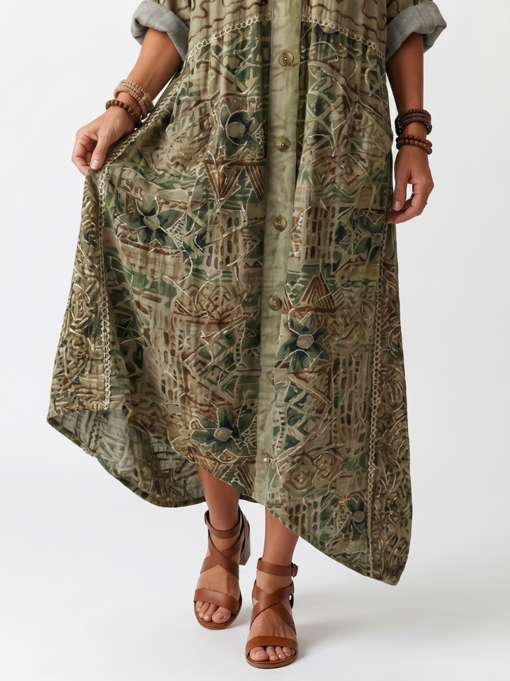 Aleta | Robe Midi Oversized avec Boutons et Poches
