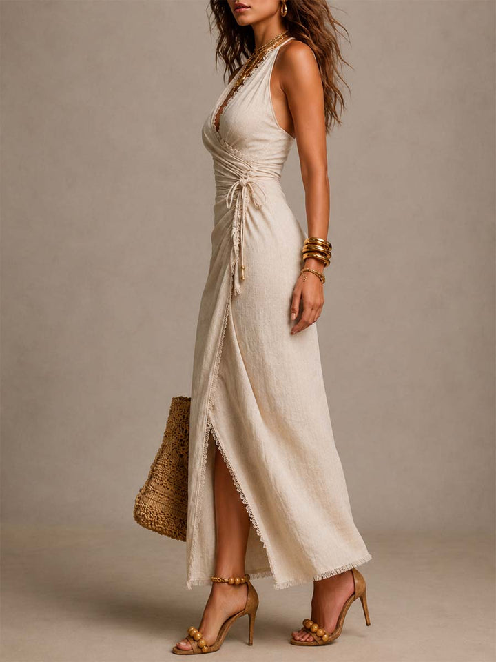 Robe Midi Portefeuille Drapée Nerina