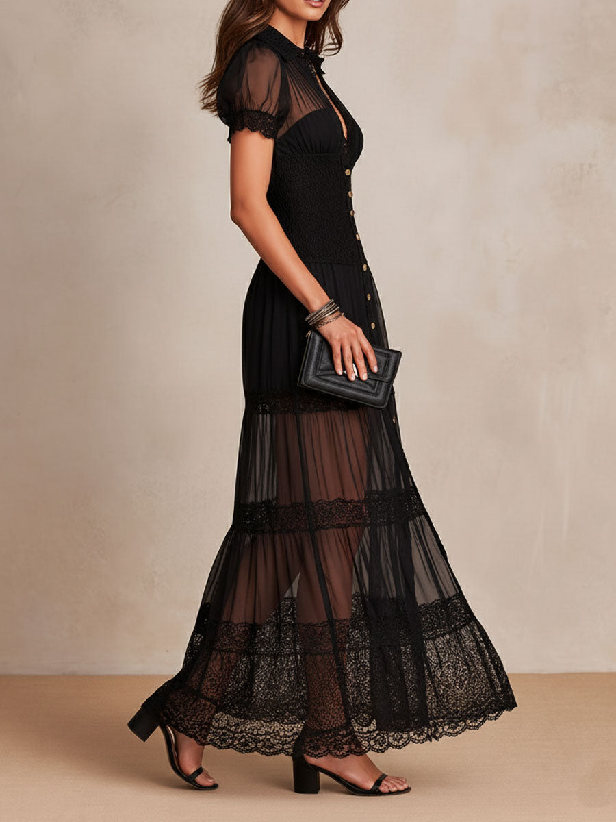 Gillian | Lace Detail Elegant Maxi Dress