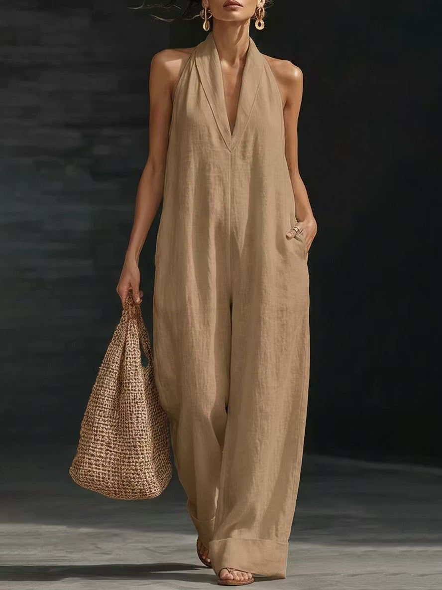 Olivia | Minimalist Linen Wide-Leg Jumpsuit