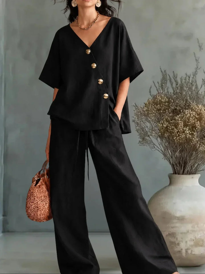 Celia Ensemble avec Encolure en V et Boutons