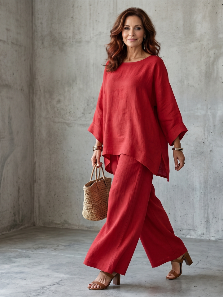 Prue | Tunique Surdimensionnée et Pantalon à Jambes Larges - Ensemble