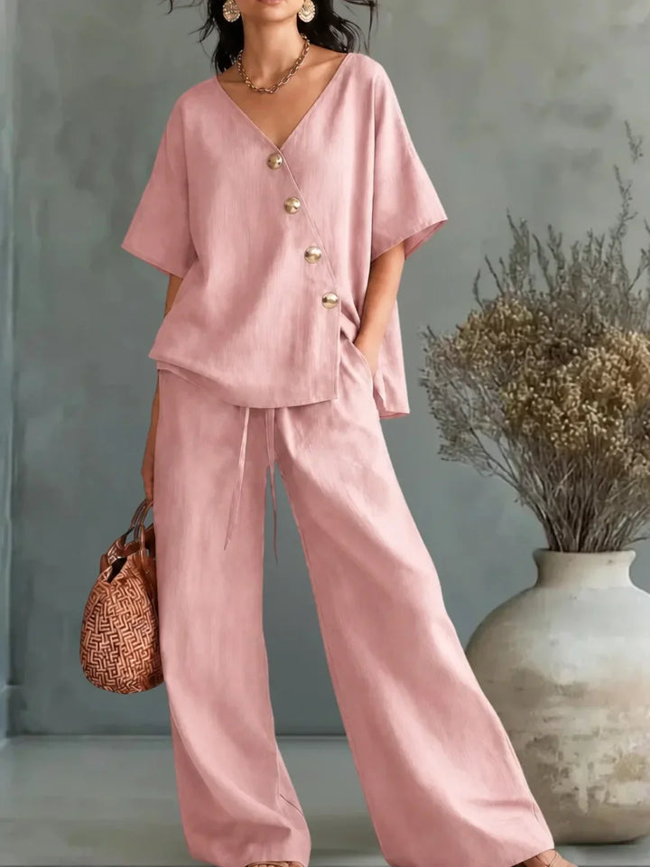 Celia Ensemble avec Encolure en V et Boutons