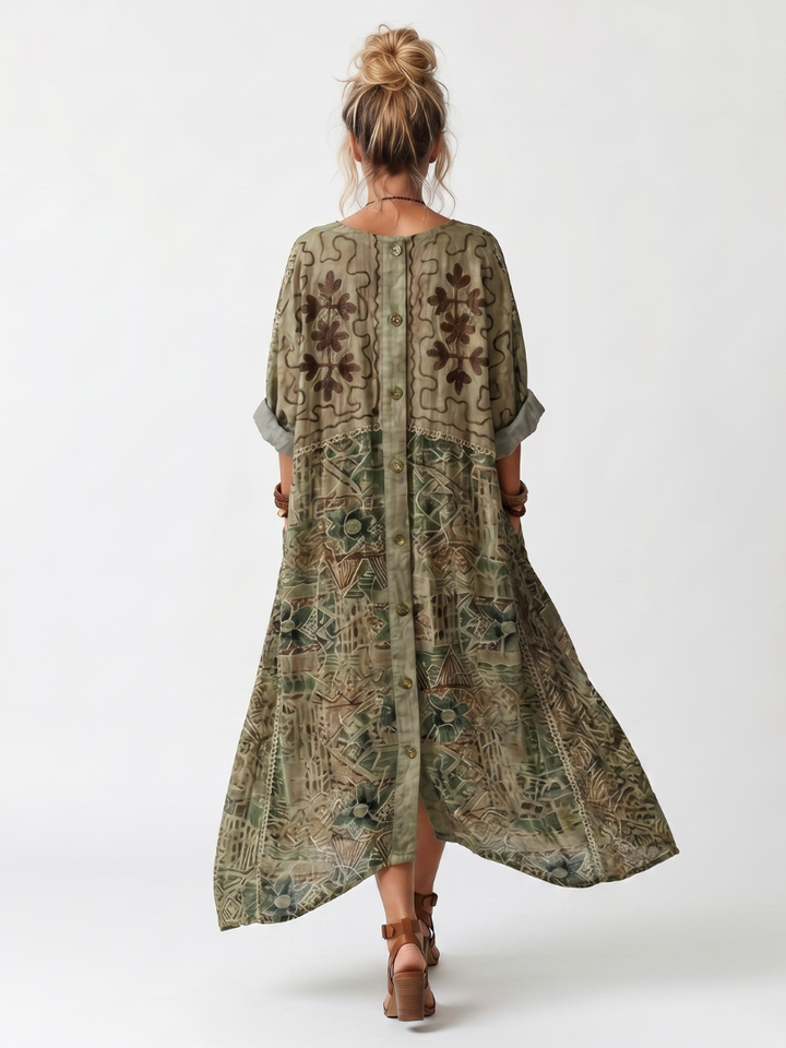 Aleta | Robe Midi Oversized avec Boutons et Poches