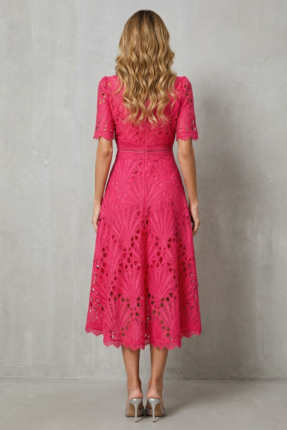 SERAPHINA | Lace Midi Dress with Elegant High Neckline