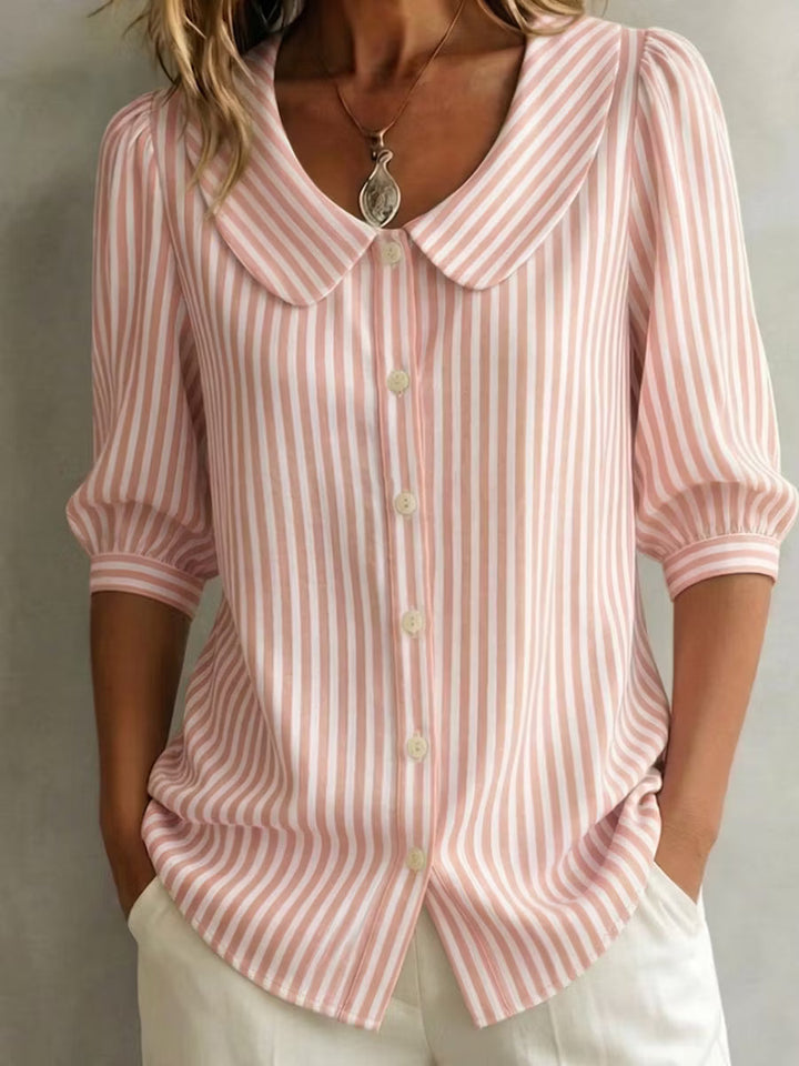 Amelia | Retro Striped Peter Pan Collar Shirt
