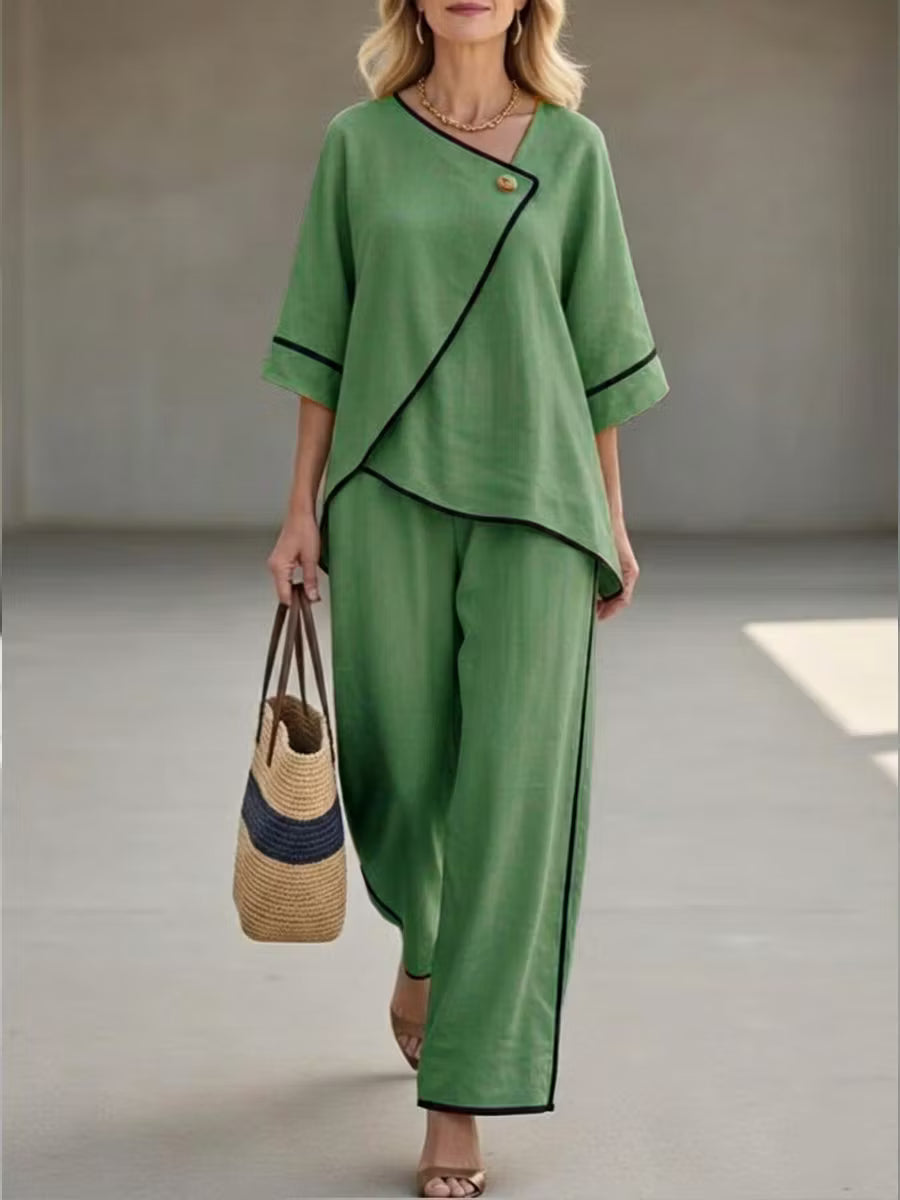 Sienna | Asymmetrical Linen Pants Set