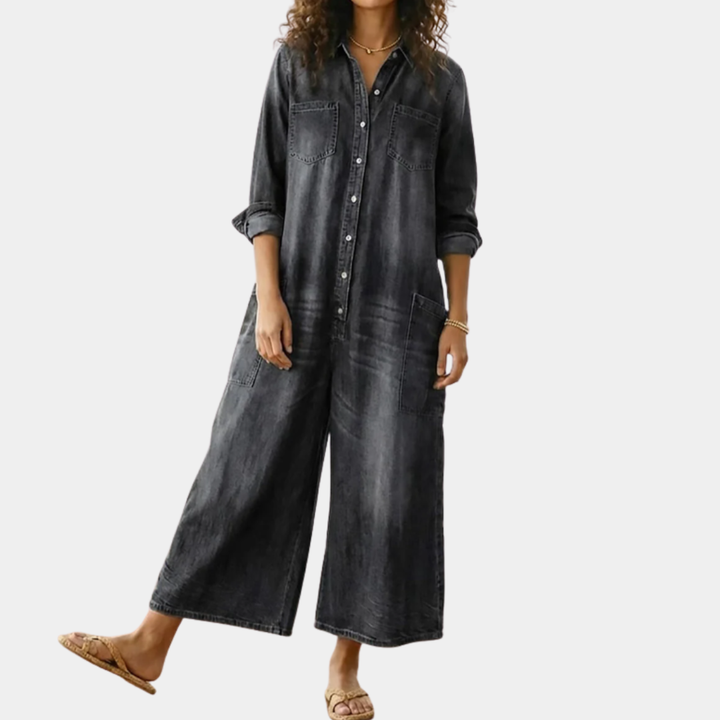 Diana | Combinaison vintage en denim doux lavé avec boutons