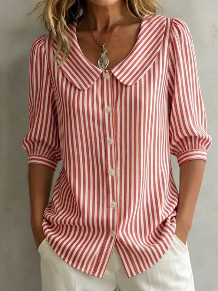Amelia | Retro Striped Peter Pan Collar Shirt