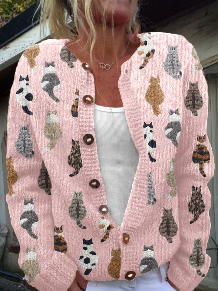 Charlotte™ | Cardigan Douillet avec Imprimé Chat