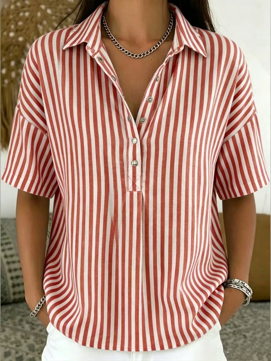 Madison | Striped Polo Linen Shirt