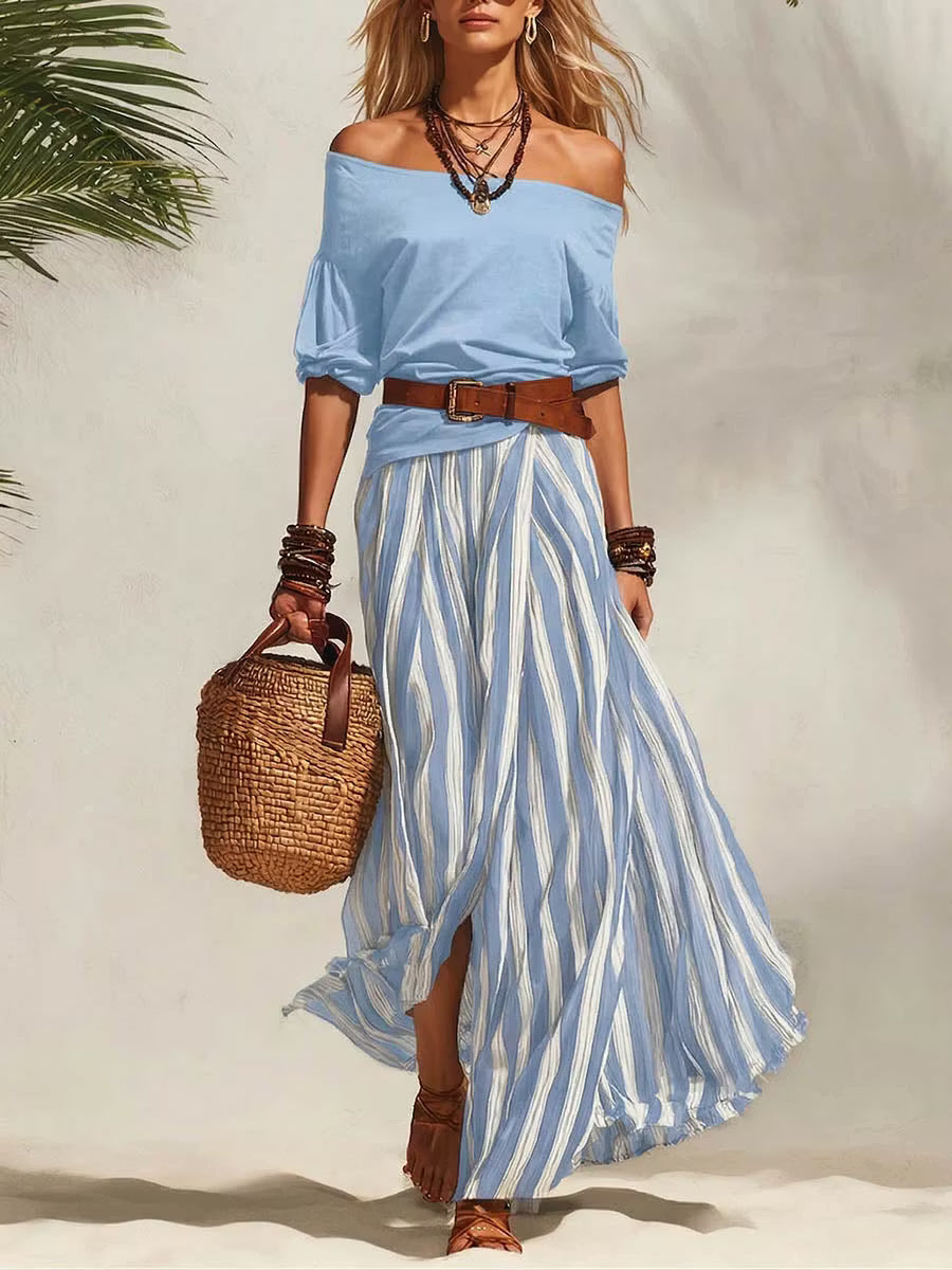 Avery | Off-Shoulder Cotton Skirt Set
