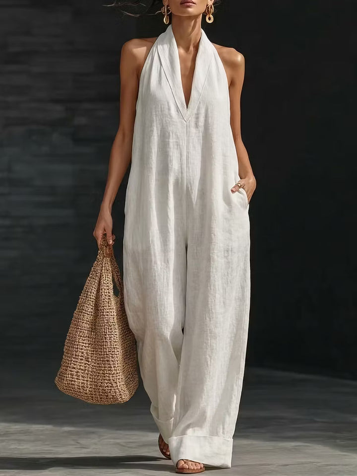 Olivia | Minimalist Linen Wide-Leg Jumpsuit