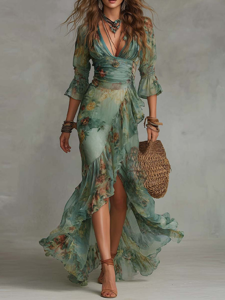 Alma | Robe longue avec imprimé floral romantique