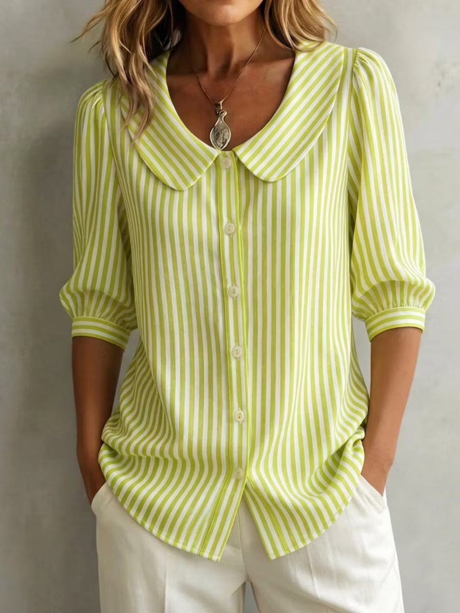 Amelia | Retro Striped Peter Pan Collar Shirt