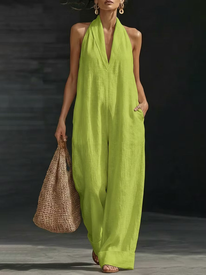 Olivia | Minimalist Linen Wide-Leg Jumpsuit