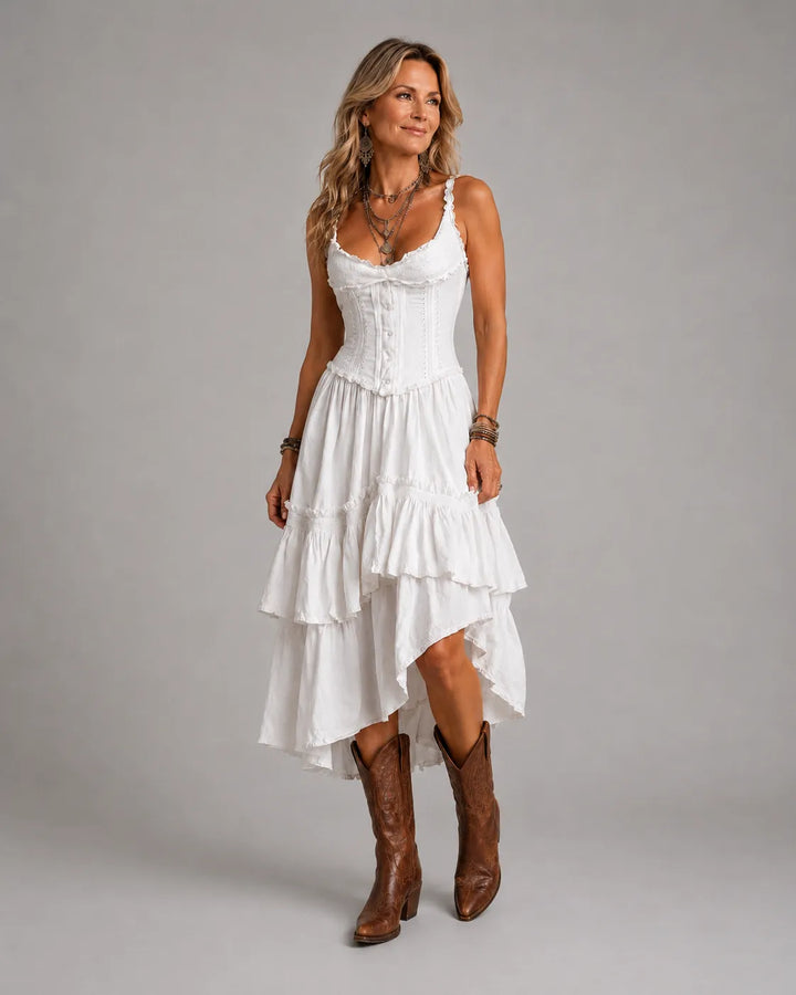 Robe Midi Bohème Rétro avec Corset