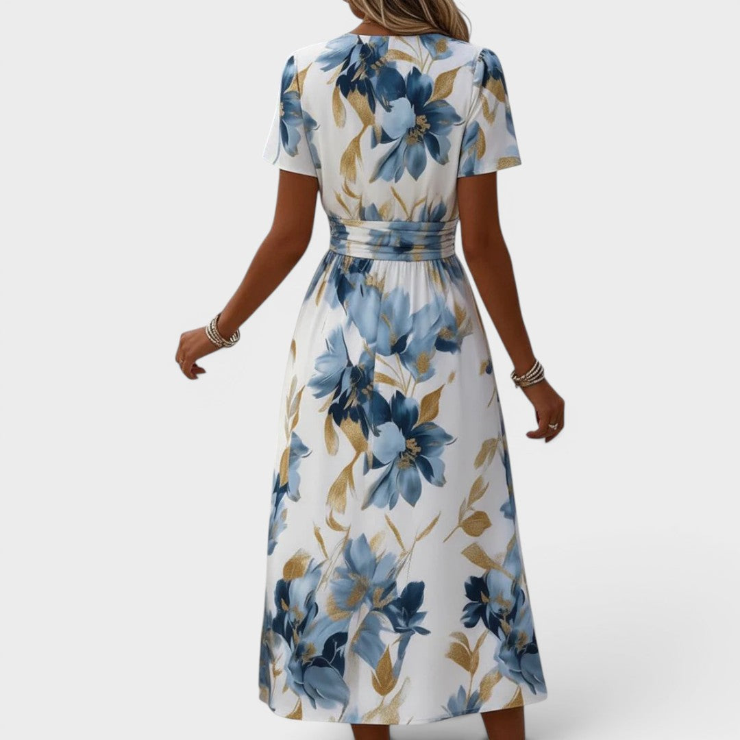 Elara | Robe Midi avec Bande Florale