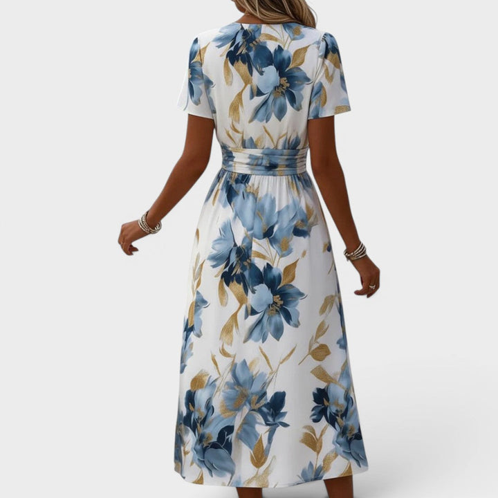 Elara | Robe Midi avec Bande Florale