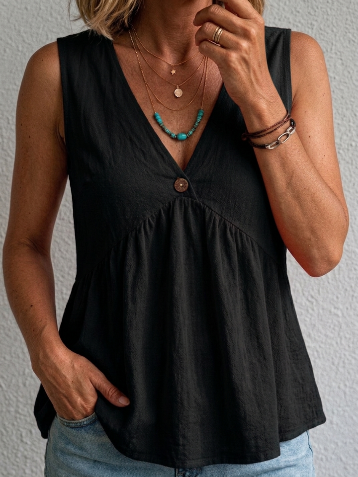 Charlotte | V-Neck Cotton Sleeveless Top