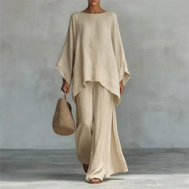 Verónica Ensemble Deux Pièces avec Chemise Manches Longues et Pantalon Jambe Large