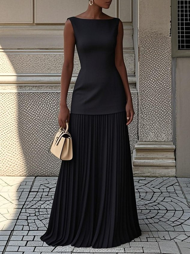 Shania™ Abito Maxi Plissettato