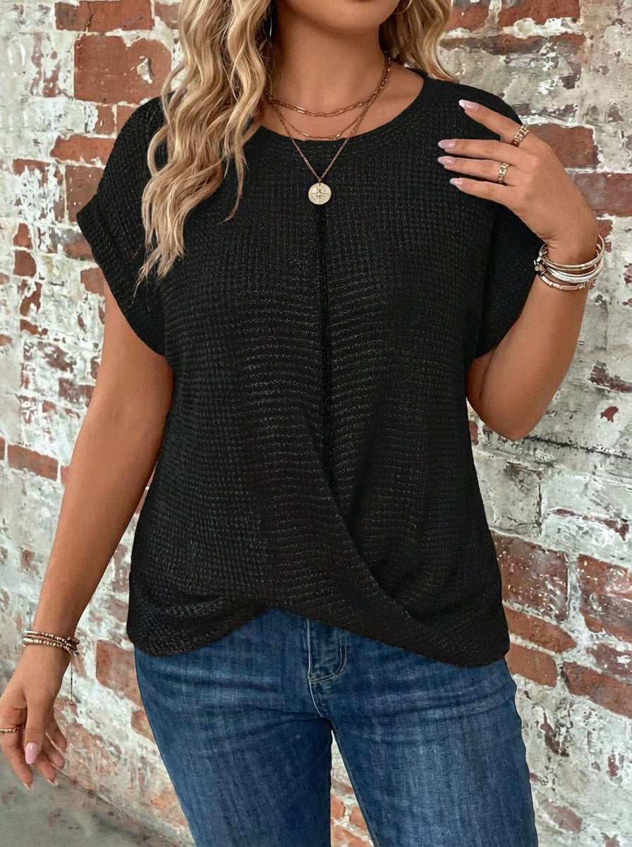 Nadya | T-Shirt Casual en Maille Gaufrée