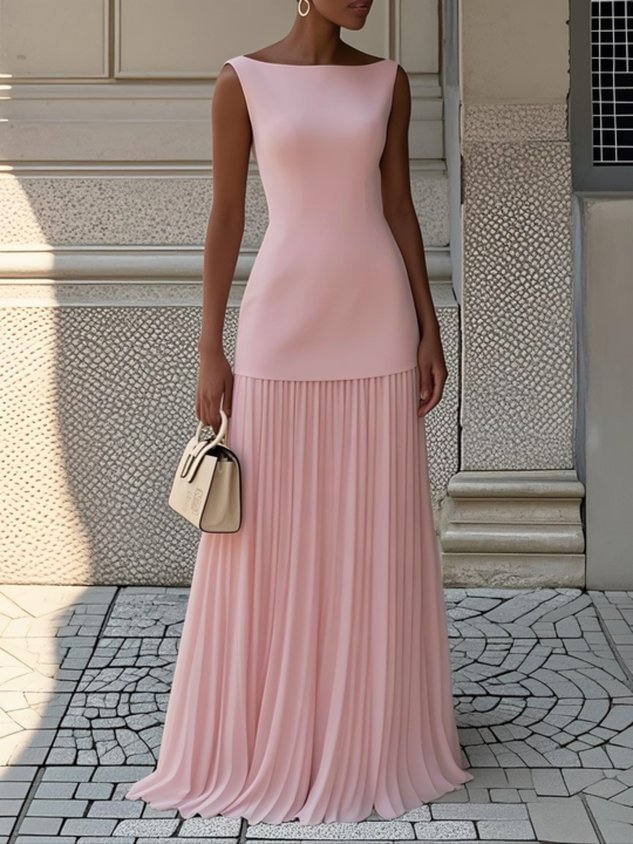 Shania™ Abito Maxi Plissettato