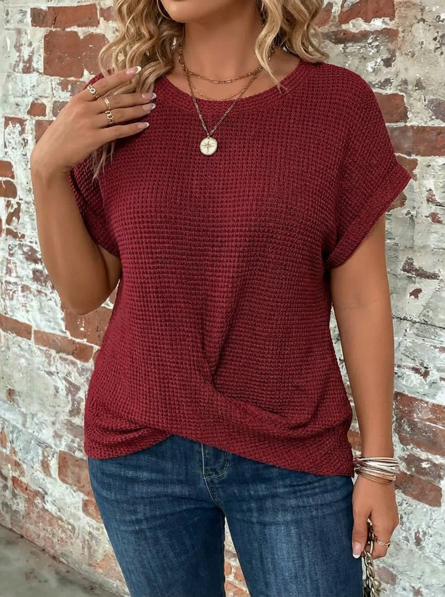Nadya | T-Shirt Casual en Maille Gaufrée